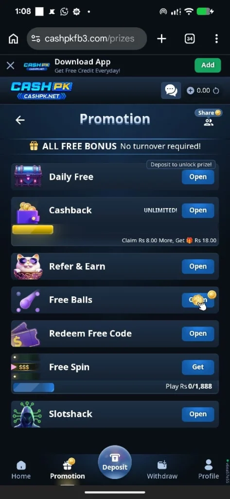CashPK Game Bounas
