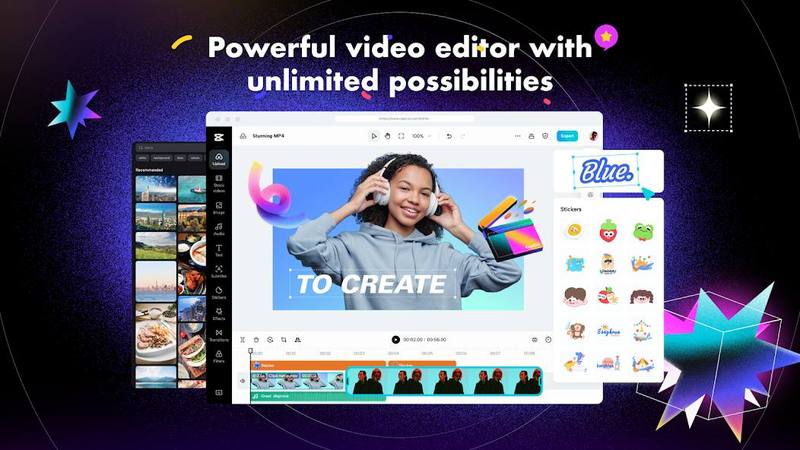 capcut apk download - the CapCut video editor timeline interface with tracks and effects