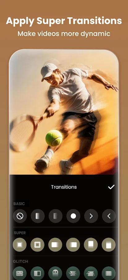 InShot APK download — applying video transitions in the InShot editor