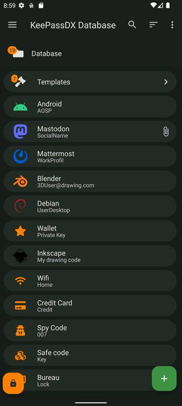 KeePassDX APK download — encrypted password database entries list