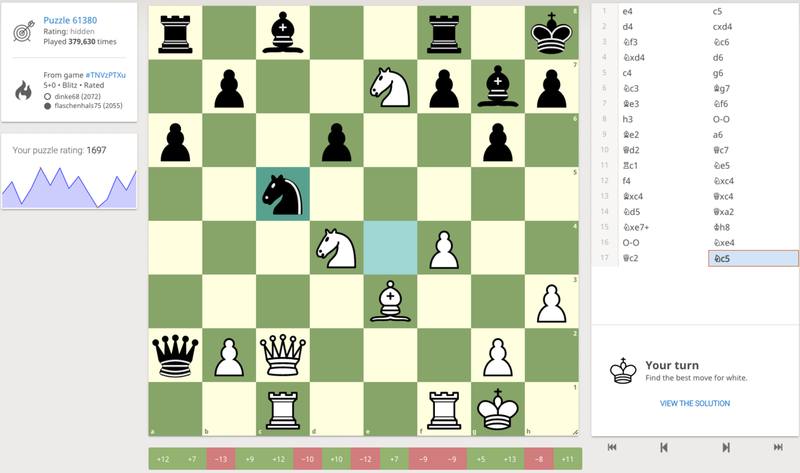 lichess apk download - solving tactical chess puzzles in the Lichess app on Android