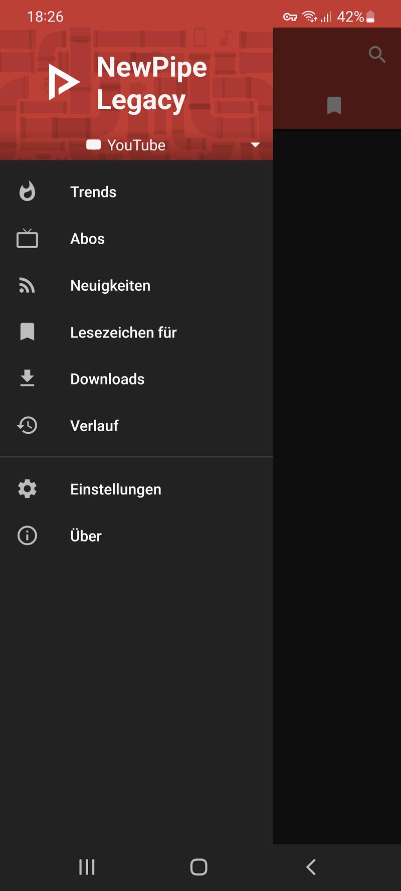 NewPipe APK download — app home screen with trending videos screenshot