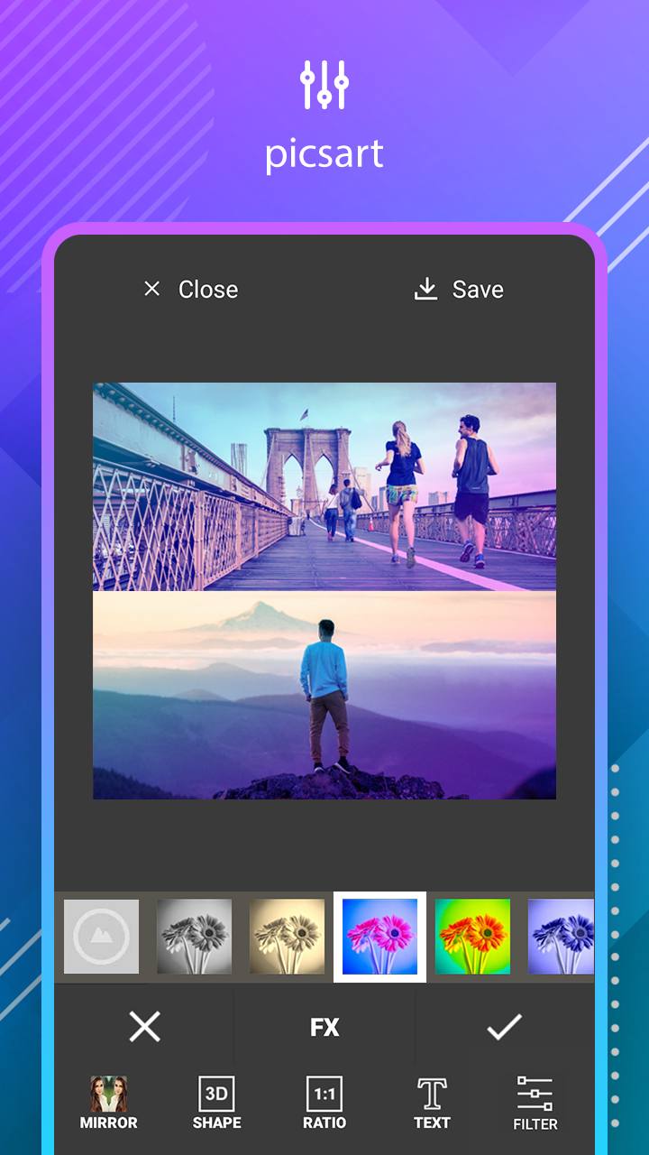 PicsArt APK download — PicsArt photo editor interface on Android