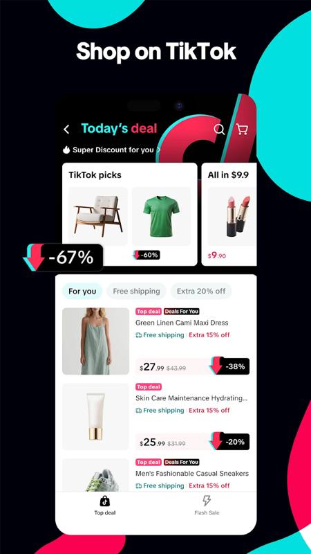 TikTok APK download — TikTok Shop Today's deal screen inside the app